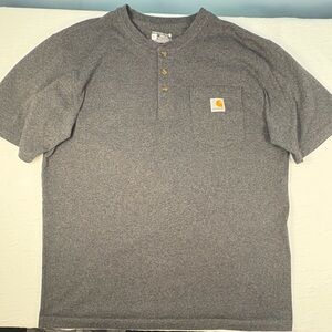 Carhartt Loose Fit Heavyweight Short-Sleeve Pocket Henley T-Shirt Men’s L Gray
